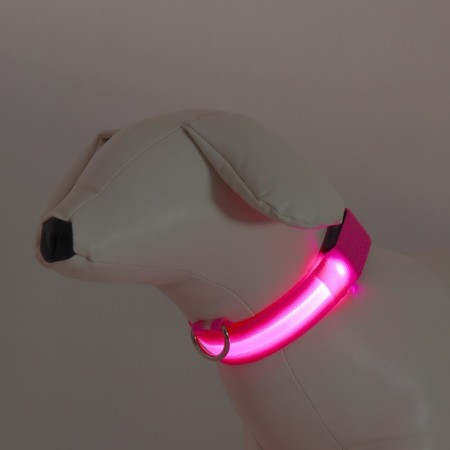 Collar with backlight size S, Osh 35-43 x 2.5 cm, 3 glow modes Pink-1