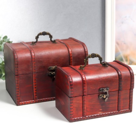 Casket wood chest (set 2 pcs) "Victorian" 17.5x11.5x11.5 cm; 21x15.5x15 cm