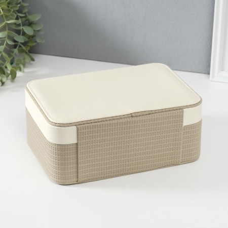 Casket to the leatherette for jewelry "Bow" white-gray 17x23.5x10 cm-6