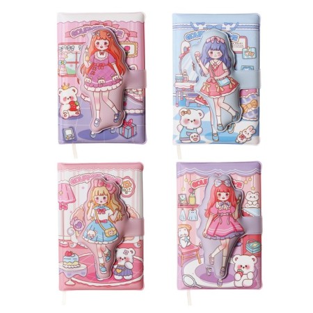 Gift notebook, A6, 100 sheets, color block, with a curly knife, PVC cover, "Anime", mix