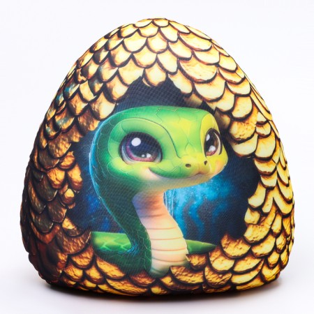 Anti-stress pillow-toy "snake egg", snake, golden-1