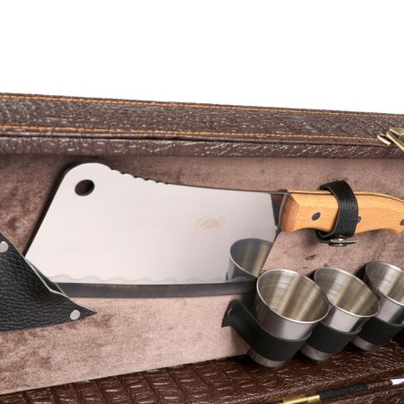 Set with skewers Gift "Elite-X" in a box from eco-leather No. 7-3
