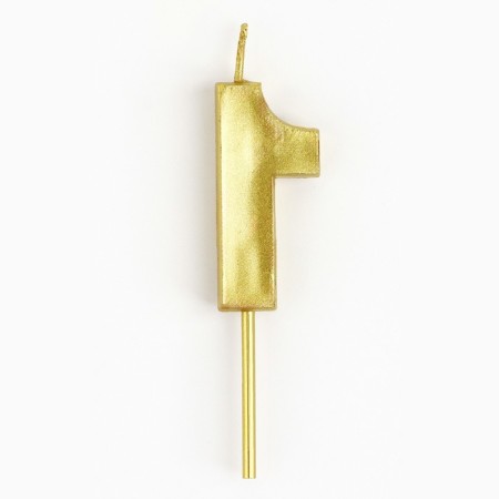 Candle figure for the cake "1", gold, 2.5 x 8 cm.-2