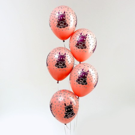 Shar Latex 12 “Hurray, I was born”, bunny, pastel, set 25 pcs., Pink color-2