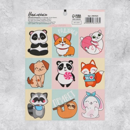 Baby paper stickers "Dear Friends", 11 x 15.5 cm