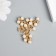 Decor for creativity metal, rhinestones "Lush branch with beads" White with gold 3.2x4 cm