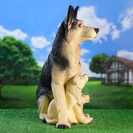 Garden figure "Shepherd with puppies Big" 45x37x71cm-1