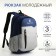 School backpack, 2 lightning departments, 3 pockets, gray/blue color