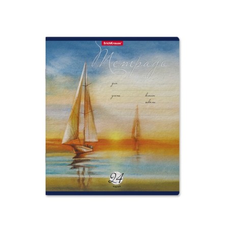 Notebook 24 sheets in the Erichkrause Regata de Vela cage, cover shaking cardboard, offset block, whiteness 100% whiteness, mix-6