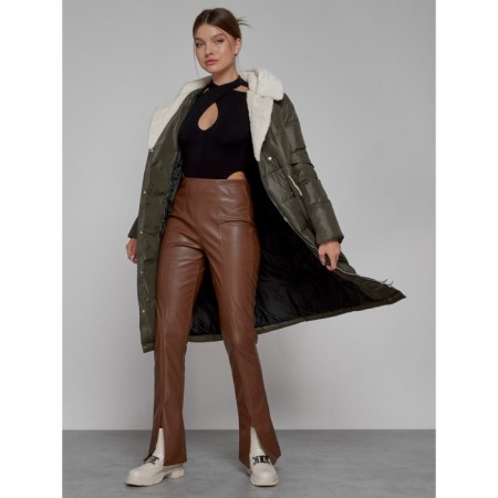 Coat insulated winter female, size 44, khaki color-12