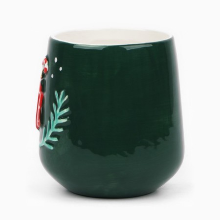 New Year! New Year's ceramic "gift" mug, 600 ml, green color-2