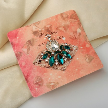 Ring for the scarf "Peacock", white-green color in gold-3
