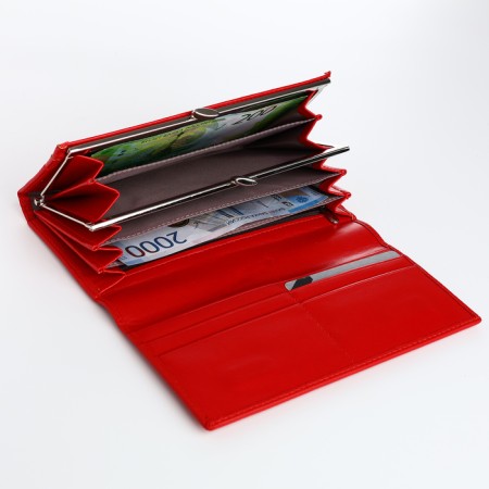Women's wallet on magnets, red color-3