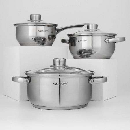 Gretta pan set, 3 subjects: pots 2.2 l, 4.2 l, bucket 1.6 l, capsule, induction-1