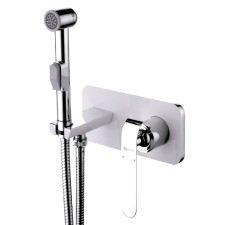 Смеситель для биде Lemark Melange LM4919CW, с гигиеническим душем, встраиваемый, хром, белый   50109