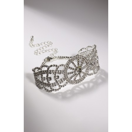 Bracelet with the rhinestones "celebrity", white color in silver, 18 cm-1