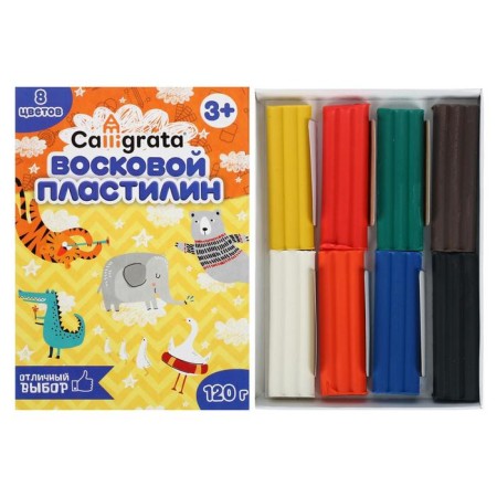 Soft plasticine (wax) calligrata, 8 colors, 120 g