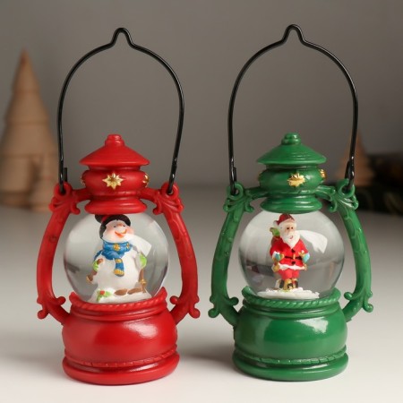 Souvenir Polystone Water Ball "Santa Claus/Snowman in the flashlight" MIX 7x5x10 cm-1