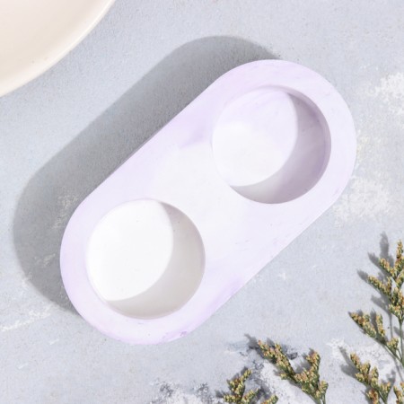 Gypsum Climber from gypsum for two candles oval, 12x6x3cm, marble with purple strips-2