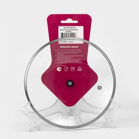 Glass cover for pans and pots “Dolyana”, D = 20 cm, stainless rim, plastic handle-5