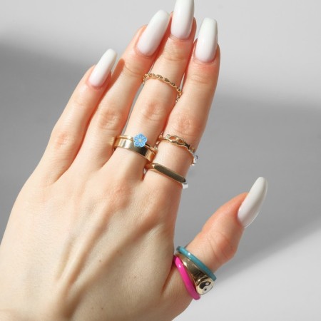 Ring set 8 pieces "Dream" yin-yang, color with gold, size mix-3