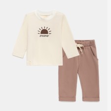 Set: T -shirt with DL. sleeve and pants crumb I am Dreamer, height 80-86 cm, beige