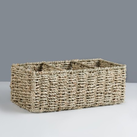 Wicker basket, 3 sections, 30x15x12 cm, algae