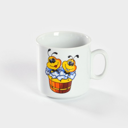 A set of porcelain dishes "Bees", 3 objects: mug 200 ml, salad bowl 350 ml, fine plate d = 16.5 cm, MIX drawing-2