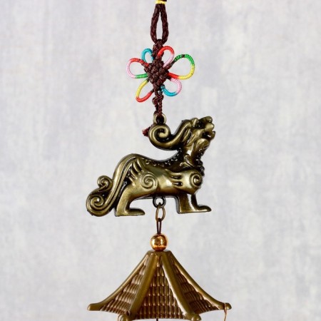 Music of wind metal "Kirin" 3 bells 45 cm-1