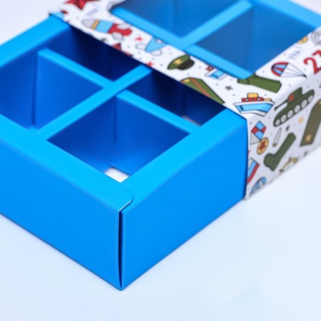 Box for sweets 6 pcs, "Male Day" 13.7 x 9.8 x 3.8 cm-4