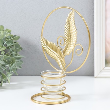 Summary Metal for 1 candle "Golden leaves in a circle" d = 4.5 cm gold 16x9.5x21 cm-4
