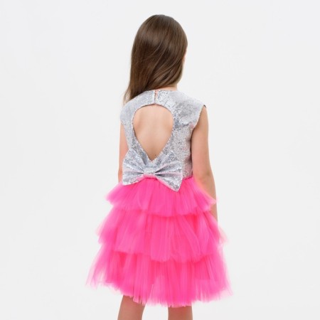 New Year. Children's dress with sequins KAFTAN, p. 32 (110-116), bright pink-3