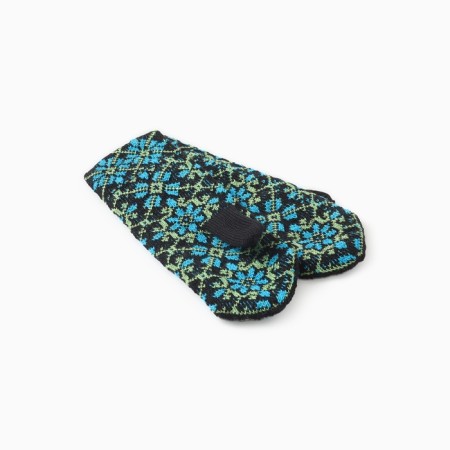 Double female mittens "ornament", black/blue color, river 18-1