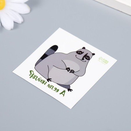 Tattoo on the body color "raccoon - and if I find?" 6x6 cm-2