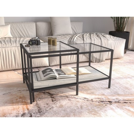 Table Journal Duet, 941 (488) x488 (544) x457 (500), black Muar/Metropolitan Gray/Glass-6