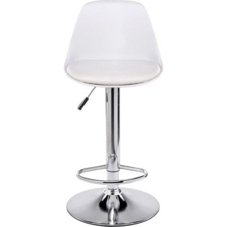 Soft Soft Metal/ABS-plastic stool/eco-leather, chrome/white 38x38x82 cm-1