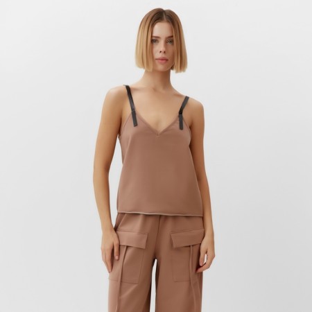 Top female on the straps Minaku: Casual Collection Beige Color, Rr. 42