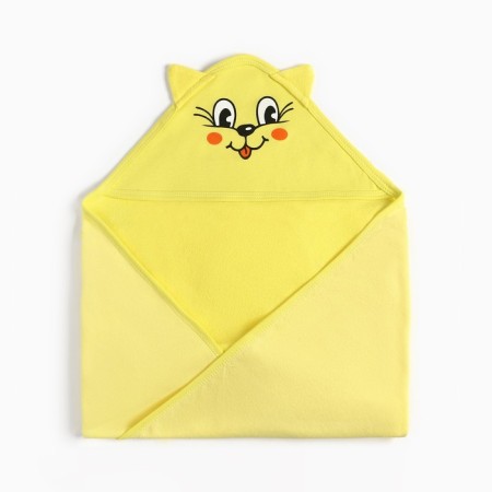 Baby towel, corner, terry, size 90x105 cm, yellow color, mix