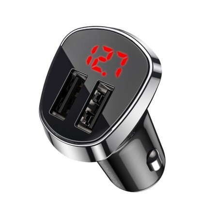 Car charger Borofone BZ15, 2XUSB, 2.4 A, display, black-2