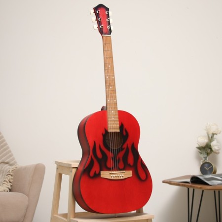 Acoustic guitar "M-313-FL" Black Flame, Menzura 650, 6 strings