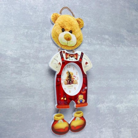 Watch wall interior children's "Bear", discrete move, 16 x 42 cm-1