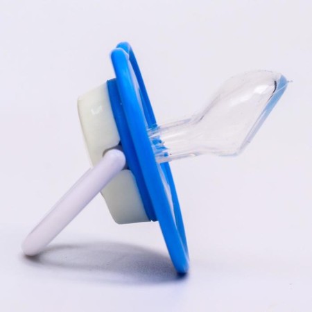 Orthodontic dummy nipple, silicone, from 6 months, with a cap, "plane", blue color-3