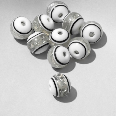 Busina "Rondel" inclusive, 1 × 1 × 0.8 cm, (set 10 pcs.), The color is white-gray-1