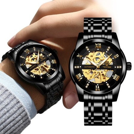 Men's male watch, d-4.1 cm, 3 atm, luminous, black-2