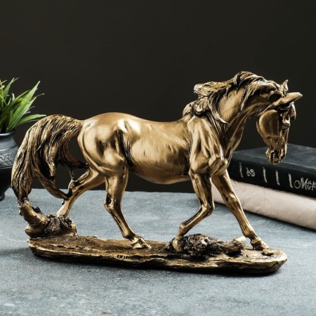 Figure "Horse on Stone" 29x9x23cm bronze with gilding-1