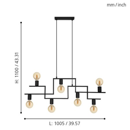 Suspension Fembard, 7x60W E27-2