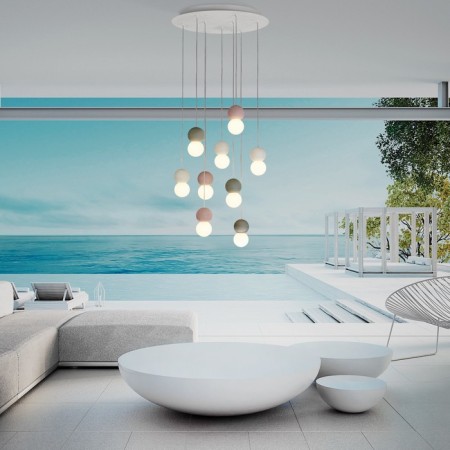 Suspended chandelier Mantra Galaxia, E27, 9x20W, 210 mm, white color