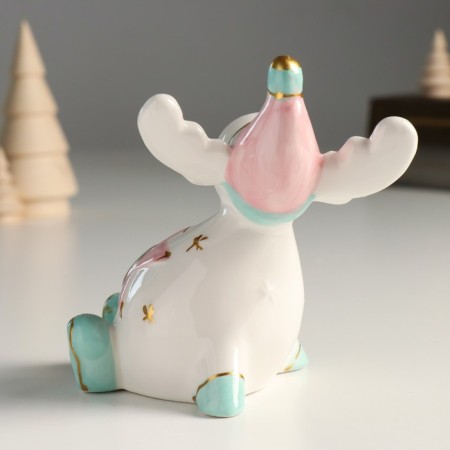 Souvenir ceramics "Losik, pink cap, white horns" 11.1x11.3x7.7 cm-3