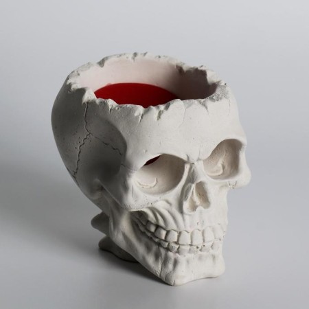 Figure candle in concrete "Crying skull", red-2