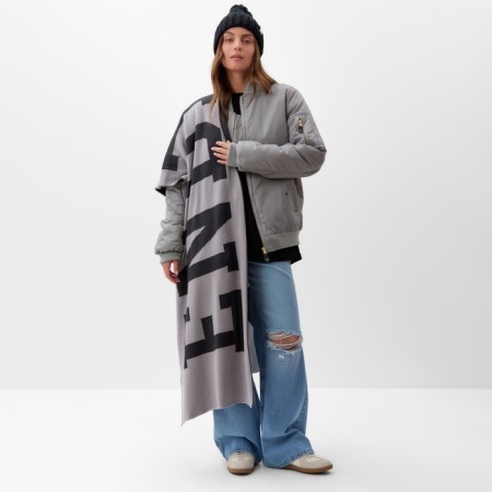 Female Bilateral Mist Gray Scarf, size 47*226cm-3